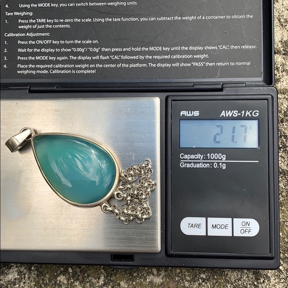 Sterling Tear Drop Glass Dangle Chain Pendant - Picture 16 of 17